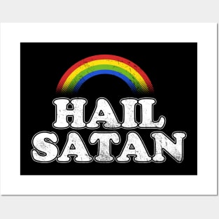 Hail Satan Funny Ironic Rainbow Posters and Art